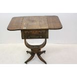 19th century Rosewood Work Table with Drop Flaps, Two Drawers to end and Two Faux Drawers to the