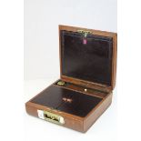 Victorian Leather Covered Gentleman's Travelling Writing / Vanity Case, the hinged lid opening to