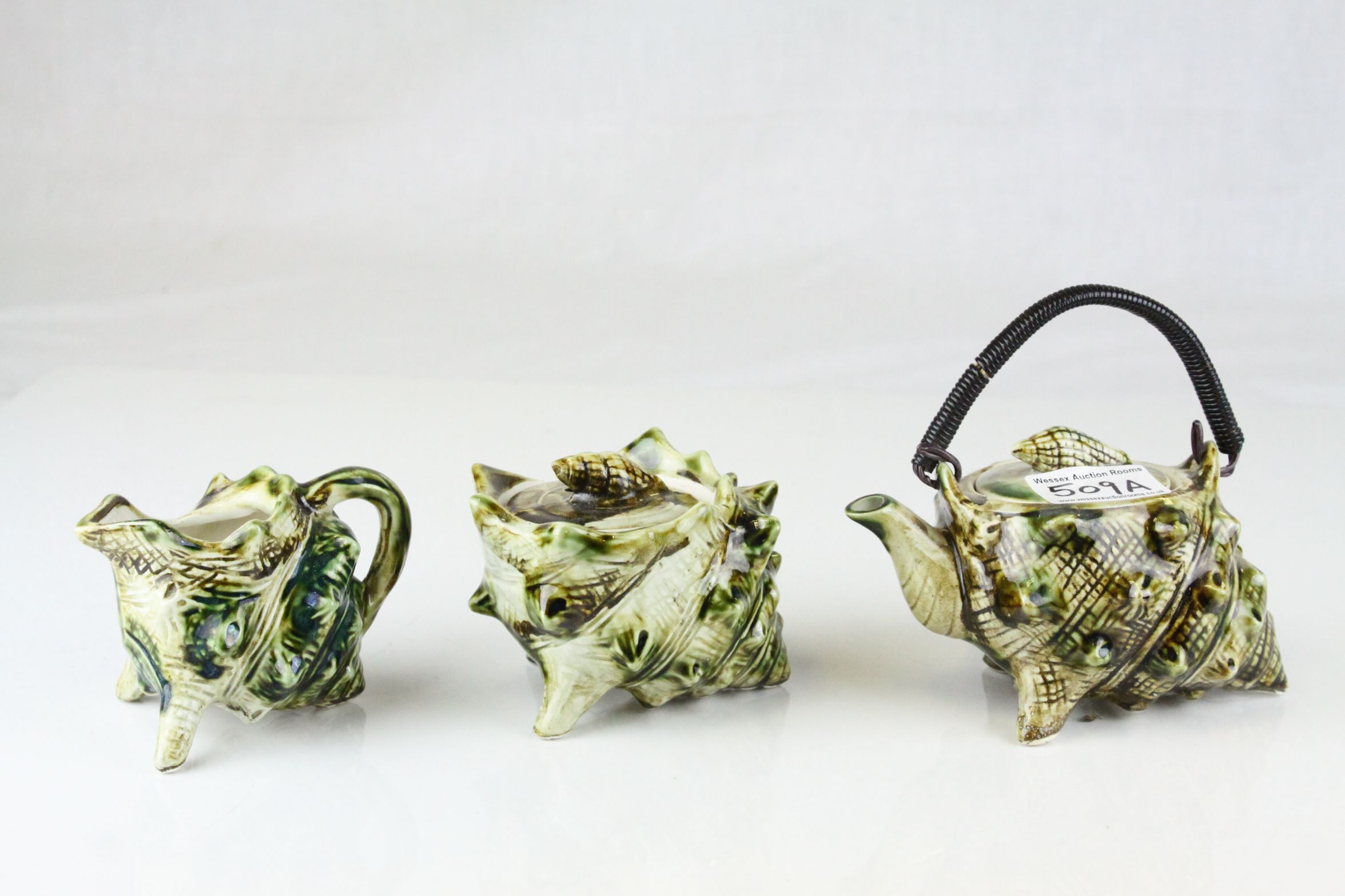 Ceramic Conch Shell Shaped Three Piece Tea Set
