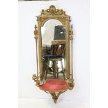 Gilt Framed Girandole Mirror, 124cms high x 46cms wide