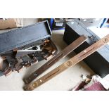 Two Victorian Wooden Tool Boxes, Collection of Various Wood and Metal Work Saws and Two Vintage