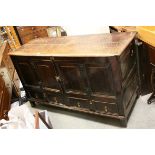 Victorian Oak Elizabethan Revival Cupboard, the four panelled front with two doors, above two