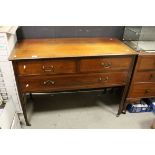 Edwardian Mahogany Inlaid Dressing Table / Chest of Two Short and One Long Drawer raised on square