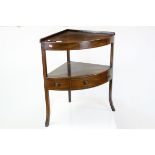 George III Mahogany Bow Fronted Corner Washstand with Drawer and Two Faux Drawers, 65cms wide x