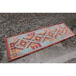 Hand Knotted Woolen Chobu Kilim Runner, 198cms x 63cms