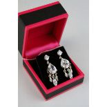 Pair of Substantial Silver and CZ Drop Earrings