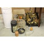 Mixed Lot including a Ceramic Stick Stand, Pair of Gold Painted Wooden Brackets, Pair of Gilt