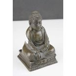 Bergman style Bronze Buddha, the seated figure removable to reveal seated gilt female figure,