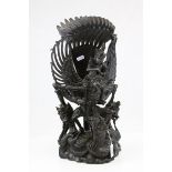 Indian Ebony Carving of ' Garuda ', some damage, 45cms high