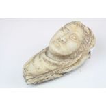 Antique Carved Stone Bust of a Woman, 14cms high