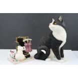 Leonardo Collection Black and White Cat and a Border Fine Arts ' Comic and Curious Cat ' Figure