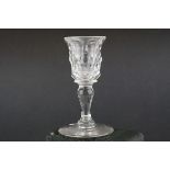 19th century faceted liquor glass, inverse baluster stem, height approx 10cm