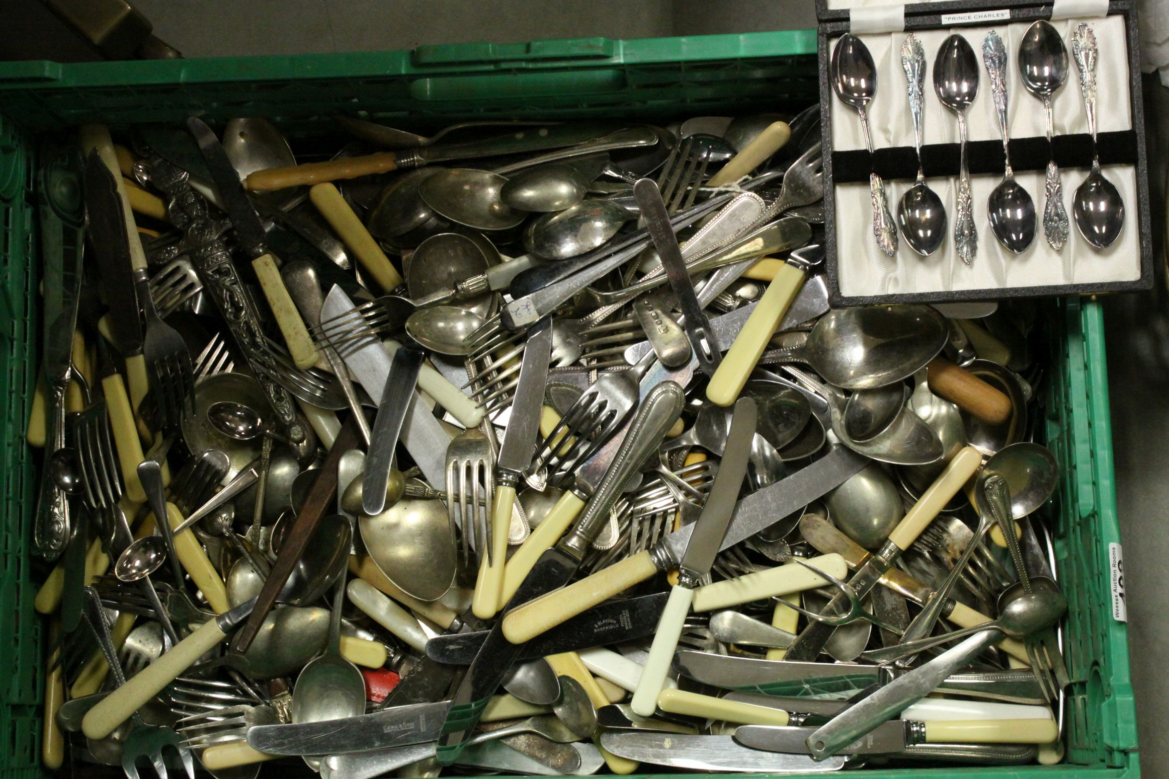 A large quantity of mainly silver plated cutlery.