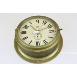 Brass Ship's Bulk Head Style Clock, with battery operated movement, 22cms diameter