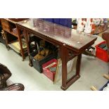 Chinese Hardwood Altar Table, with glass cover to top, 127cms long x 81cms high