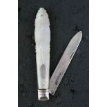 Victorian mother-of-pearl handled silver bladed folding fruit knife, carved floral pattern to