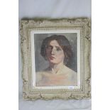 An Early 20th century oil on canvas portrait believed to be Virginia Woolf 40 x 33 cm.