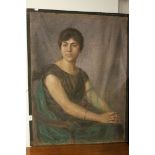 Early 20th century Pastel Three-Quarter Length Portrait of a Seated Lady, indistinctly signed and