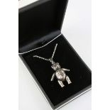 Silver Bear Pendant Necklace with articulated limbs
