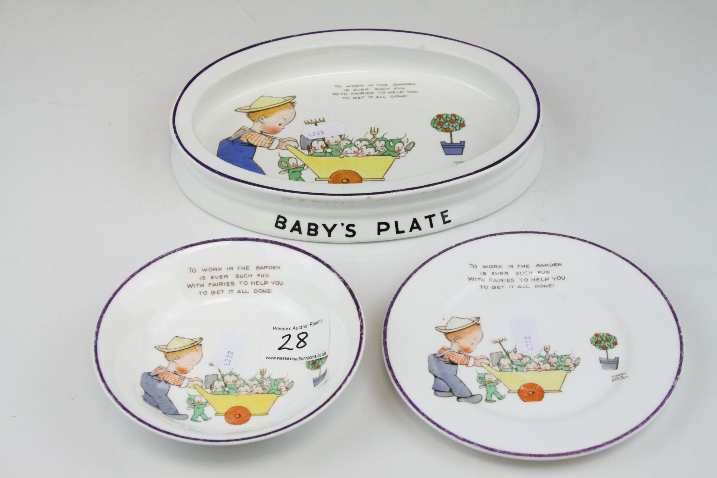 Shelley ' Mabel Lucie Attwell ' Baby's Plate together with a Bowl and Plate