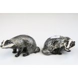Two Beswick Badgers, male model no. 3393 and female model no. 3394