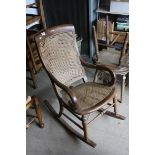 19th century Rocking Chair with Scroll Arms and Bergere Back and Seat (bergère damaged to back)
