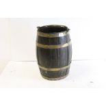 Oak and Brass Bound Coopered Bucket, 40cms high