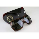 Pair of Tortoiseshell Rayban Sun Glasses with pouch and cloth