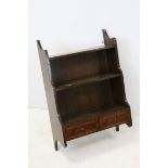 Mahogany Hanging Shelf with Two Small Drawers, 76cms high x 50cms wide