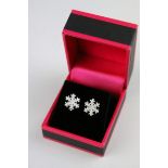 Pair of Silver Snowflake style CZ Stud Earrings