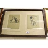 Cecil Aldin, Early 20th century Pair of Humorous Prints of Terrier Gent and Butler, framed as one