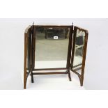 19th century Mahogany Framed Triptych Dressing Table Mirror, 61cms high