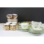 Davenport Imari Pattern Part Tea / Coffee Set comprising Six Cups, Six Saucers, Six Tea Plates and