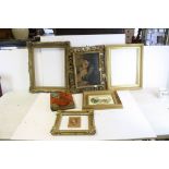 Five Gilt Picture Frames, largest 57cms x 47cms together with a Brass Mounted Victorian Photograph