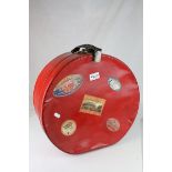 Vintage Red Leather Effect Circular Suitcase
