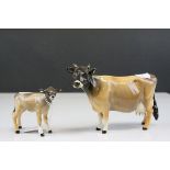 Beswick Jersey Cow ' Ch. Newton Tinkle ' model no. 1345 together with Beswick Jersey Calf, model no.