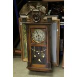 Late 19th / Early 20th century Wall Clock, with Gilt Brass Face and Glass Panel with Brass McKintosh