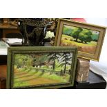 Two Framed Oil on Boards, one of a French Scene, the other Cattle in a Meadow