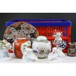 Collection of Ceramics including Crown Derby Imari Plate, Mason's Jug, Victorian Part Tea Set,