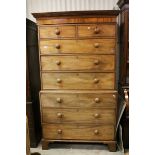 George III Mahogany Chest on Chest, with an arrangement of eight drawers, raised on bracket feet (