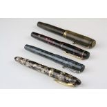 Four fountain pens circa 1930s/1940s to include Conway Stewart, Mabie Todd "Swan", Dickinson "