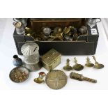 Metalwares to include brass caddy spoons and souvenir spoons, miniature pewter tankards, pewter