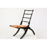 Victorian Ebonised Walnut Folding Chair in the Aesthetic Style