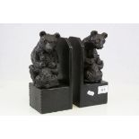 Pair of Bookends in the Black Forest Manner of Bears with Cubs