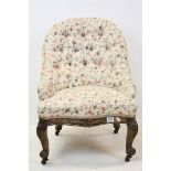 Victorian Low Button Back Upholstered Chair