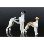 Two Beswick Greyhounds / Whippets, Black & White and Brown & White