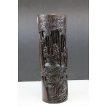 Chinese Carved Bamboo Brush Pot, 33cms high