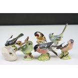 Six Beswick Birds together with a Goebel Swan Candleholder and another Ceramic Bird