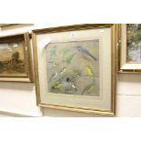 Watercolour depicting Twelve Exotic Birds including Bulbuls, 36cms x 38cms, framed and glazed