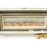 Oil Painting on Board of a Beach Scene, signed and marked to verso Wally Beauvais, 8cms x 36cms,